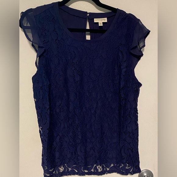 Maison Jules Tops - Flutter sleeve lace front blouse